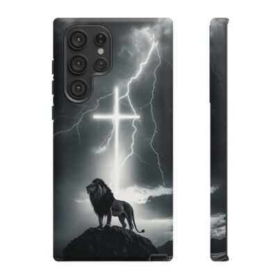 Lion and the Cross Christian Phone Case iPhone Samsung Galaxy Google Pixel Faith in Jesus God Phone Cover Christian Inspired Gift Phone Case