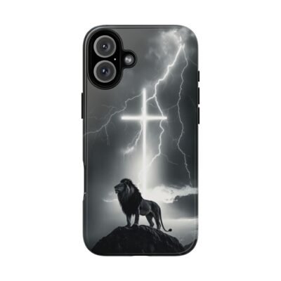 Lion and the Cross Christian Phone Case iPhone Samsung Galaxy Google Pixel Faith in Jesus God Phone Cover Christian Inspired Gift Phone Case