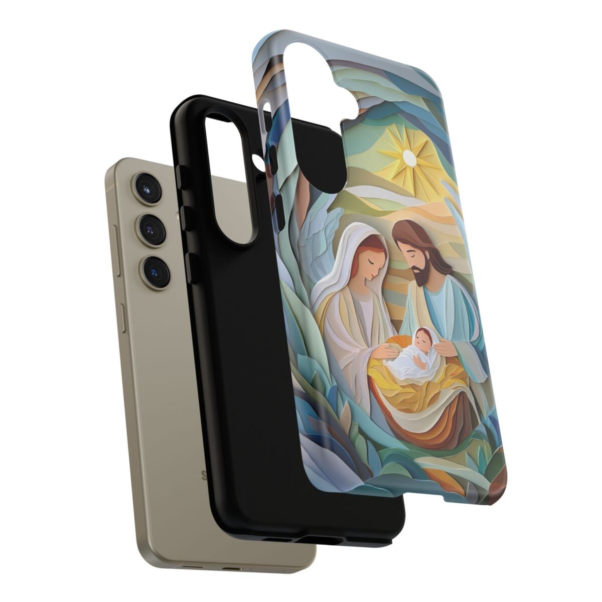 Nativity Phone Case Christian Phone Case Paper Cut 3D Effect Christmas Phone Casing iPhone Samsung Galaxy Google Pixel Faith Phone Cover