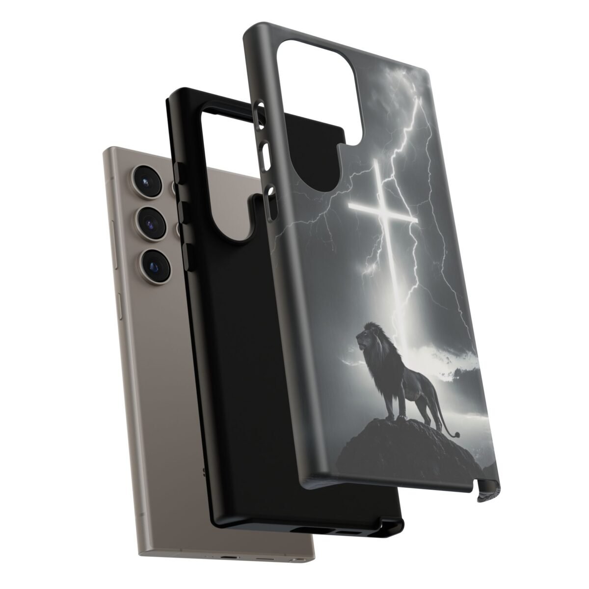 Lion and the Cross Christian Phone Case iPhone Samsung Galaxy Google Pixel Faith in Jesus God Phone Cover Christian Inspired Gift Phone Case
