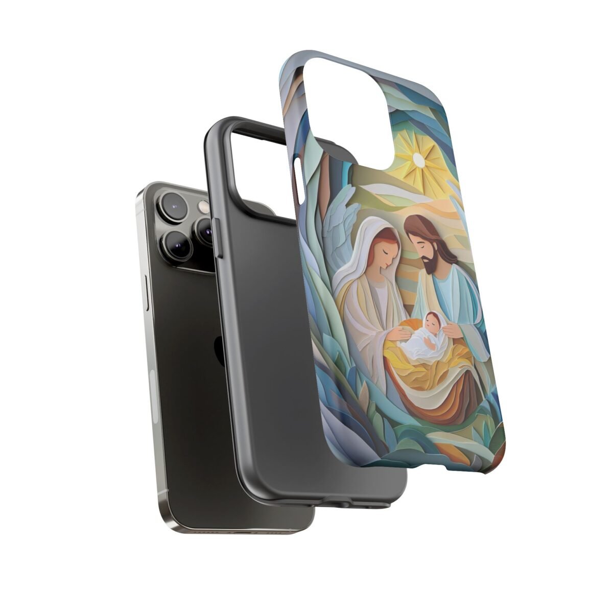 Nativity Phone Case Christian Phone Case Paper Cut 3D Effect Christmas Phone Casing iPhone Samsung Galaxy Google Pixel Faith Phone Cover