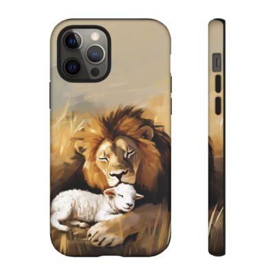 Lion and the Lamb Christian Phone Case iPhone Samsung Galaxy Google Pixel Faith in Jesus God Phone Cover Christian Inspired Gift Phone Case