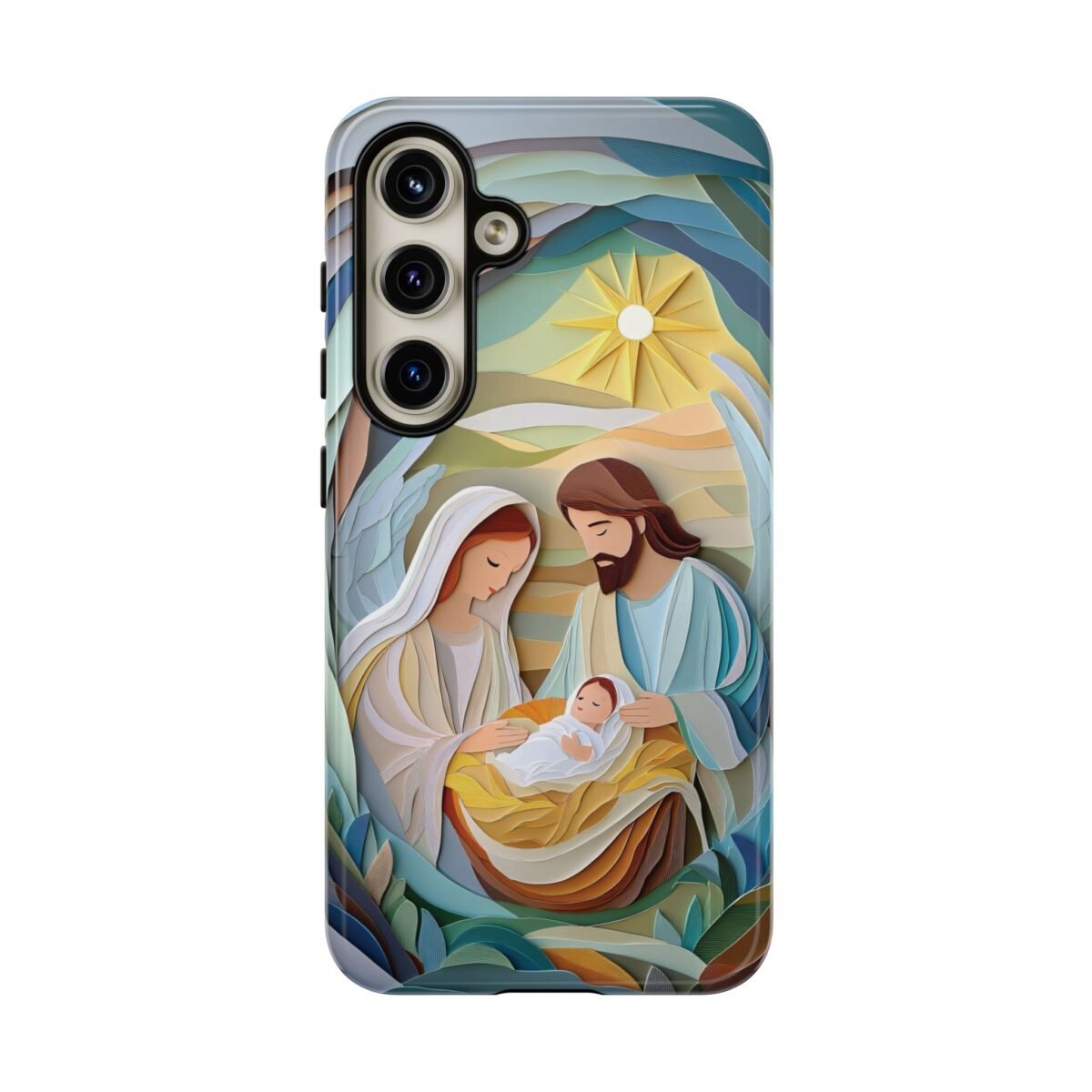 Nativity Phone Case Christian Phone Case Paper Cut 3D Effect Christmas Phone Casing iPhone Samsung Galaxy Google Pixel Faith Phone Cover