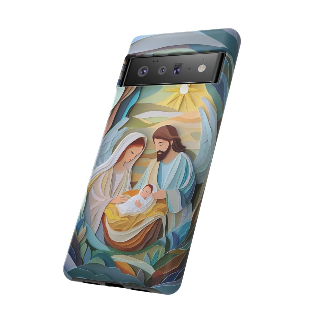 Nativity Phone Case Christian Phone Case Paper Cut 3D Effect Christmas Phone Casing iPhone Samsung Galaxy Google Pixel Faith Phone Cover