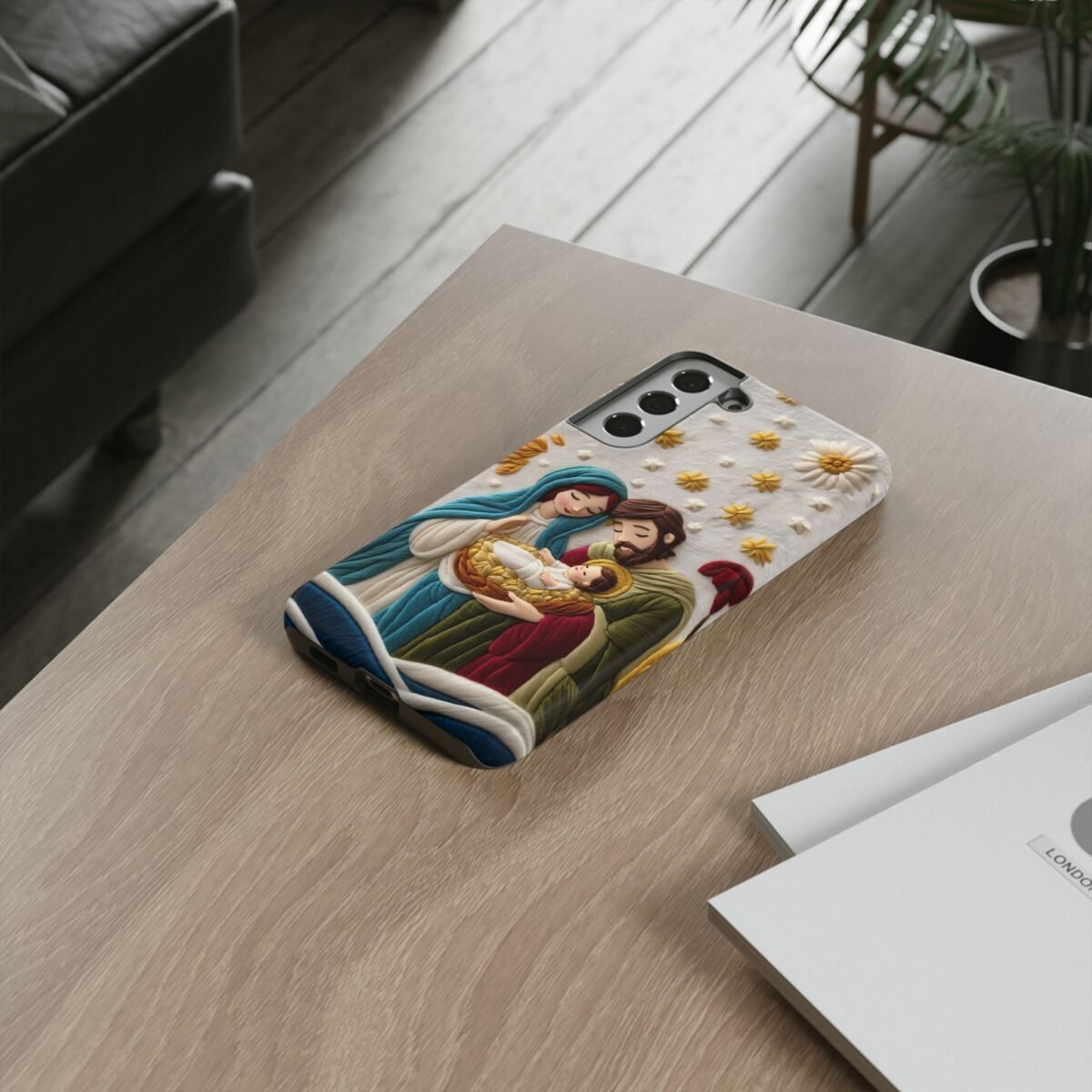 Nativity Embroidered Effect Phone Case Christmas Phone Casing iPhone Samsung Galaxy Google Pixel Phone Cover Faith Jesus Mary and Joseph