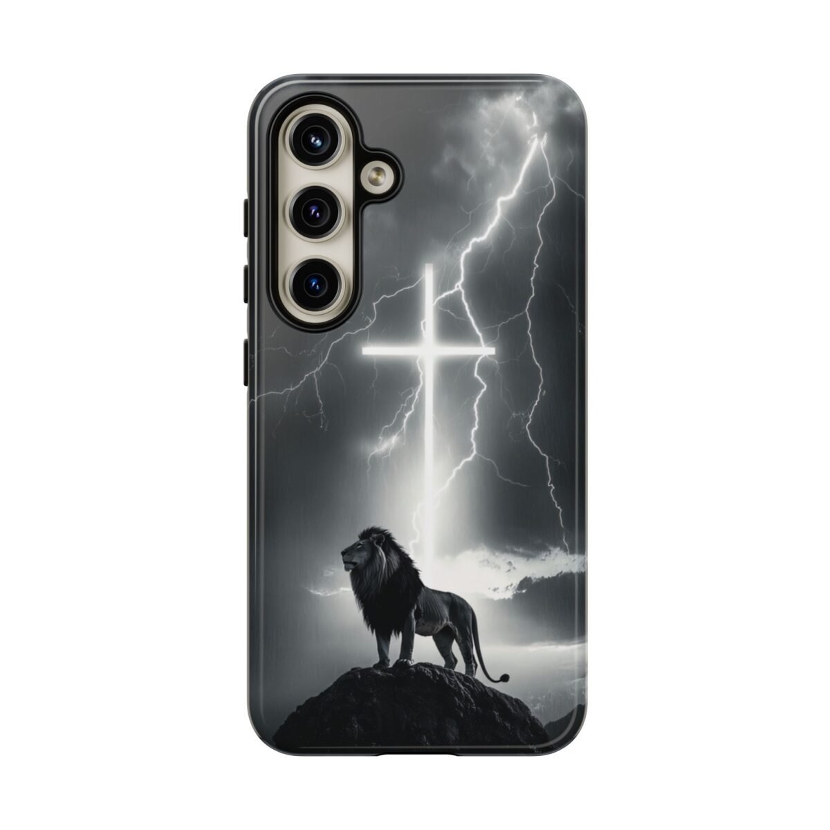Lion and the Cross Christian Phone Case iPhone Samsung Galaxy Google Pixel Faith in Jesus God Phone Cover Christian Inspired Gift Phone Case