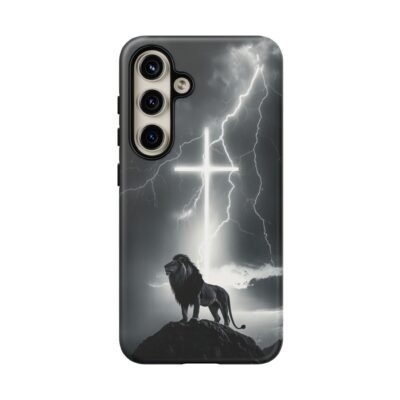 Lion and the Cross Christian Phone Case iPhone Samsung Galaxy Google Pixel Faith in Jesus God Phone Cover Christian Inspired Gift Phone Case