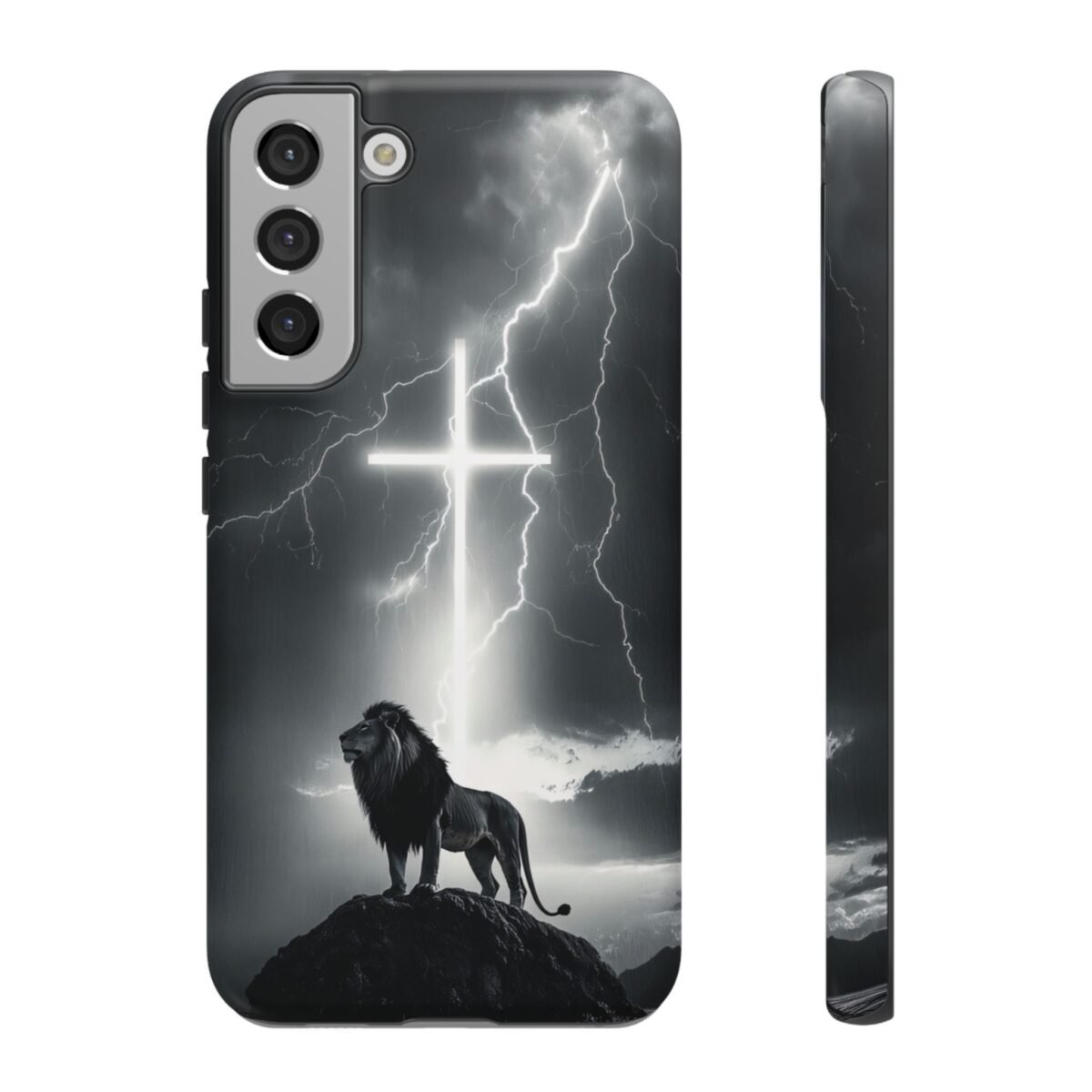 Lion and the Cross Christian Phone Case iPhone Samsung Galaxy Google Pixel Faith in Jesus God Phone Cover Christian Inspired Gift Phone Case