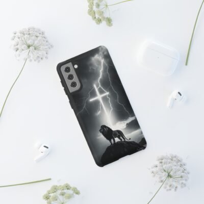 Lion and the Cross Christian Phone Case iPhone Samsung Galaxy Google Pixel Faith in Jesus God Phone Cover Christian Inspired Gift Phone Case
