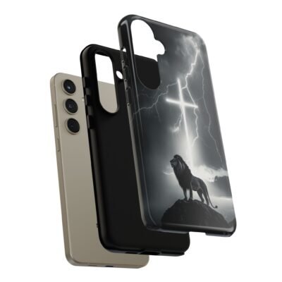 Lion and the Cross Christian Phone Case iPhone Samsung Galaxy Google Pixel Faith in Jesus God Phone Cover Christian Inspired Gift Phone Case