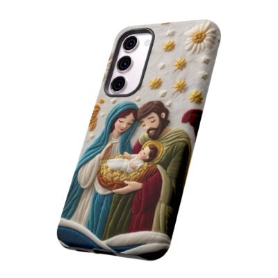 Nativity Embroidered Effect Phone Case Christmas Phone Casing iPhone Samsung Galaxy Google Pixel Phone Cover Faith Jesus Mary and Joseph
