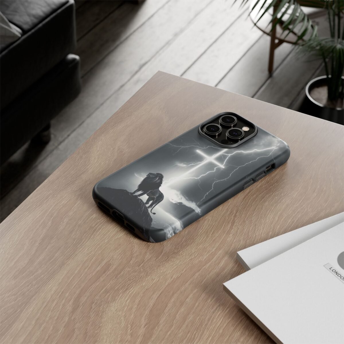 Lion and the Cross Christian Phone Case iPhone Samsung Galaxy Google Pixel Faith in Jesus God Phone Cover Christian Inspired Gift Phone Case