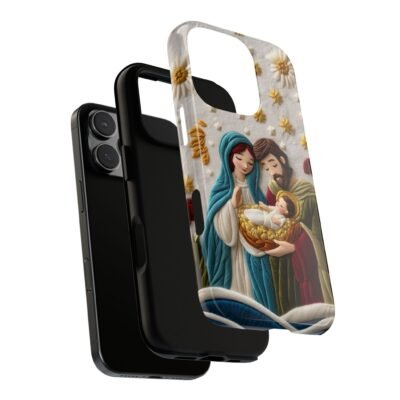 Nativity Embroidered Effect Phone Case Christmas Phone Casing iPhone Samsung Galaxy Google Pixel Phone Cover Faith Jesus Mary and Joseph