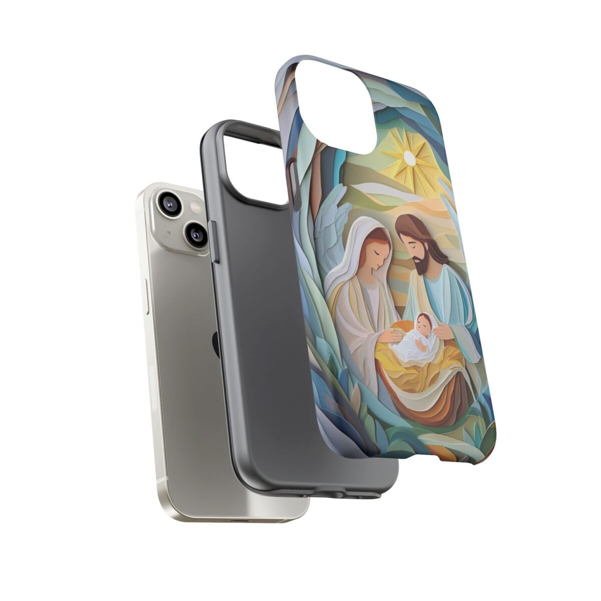 Nativity Phone Case Christian Phone Case Paper Cut 3D Effect Christmas Phone Casing iPhone Samsung Galaxy Google Pixel Faith Phone Cover