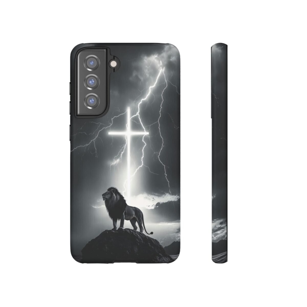 Lion and the Cross Christian Phone Case iPhone Samsung Galaxy Google Pixel Faith in Jesus God Phone Cover Christian Inspired Gift Phone Case