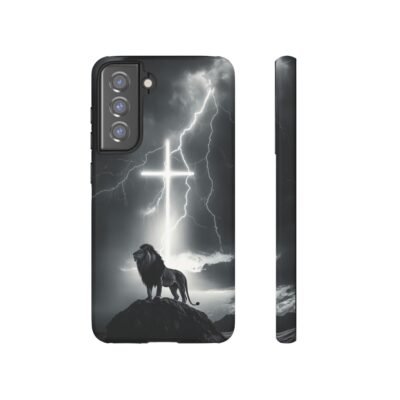 Lion and the Cross Christian Phone Case iPhone Samsung Galaxy Google Pixel Faith in Jesus God Phone Cover Christian Inspired Gift Phone Case