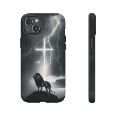 Lion and the Cross Christian Phone Case iPhone Samsung Galaxy Google Pixel Faith in Jesus God Phone Cover Christian Inspired Gift Phone Case