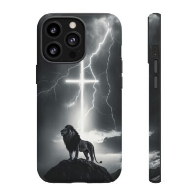 Lion and the Cross Christian Phone Case iPhone Samsung Galaxy Google Pixel Faith in Jesus God Phone Cover Christian Inspired Gift Phone Case