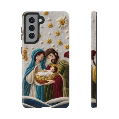 Nativity Embroidered Effect Phone Case Christmas Phone Casing iPhone Samsung Galaxy Google Pixel Phone Cover Faith Jesus Mary and Joseph