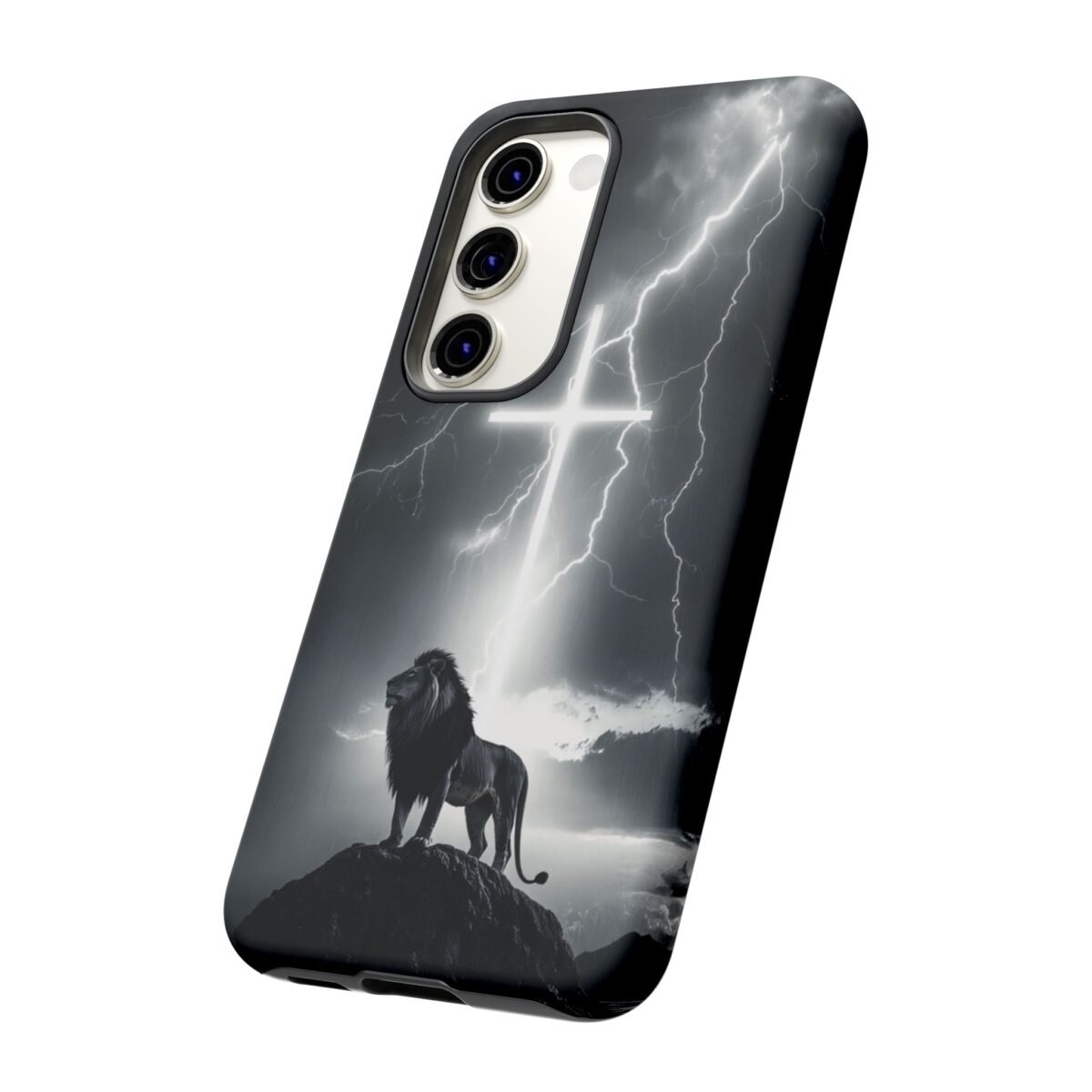 Lion and the Cross Christian Phone Case iPhone Samsung Galaxy Google Pixel Faith in Jesus God Phone Cover Christian Inspired Gift Phone Case