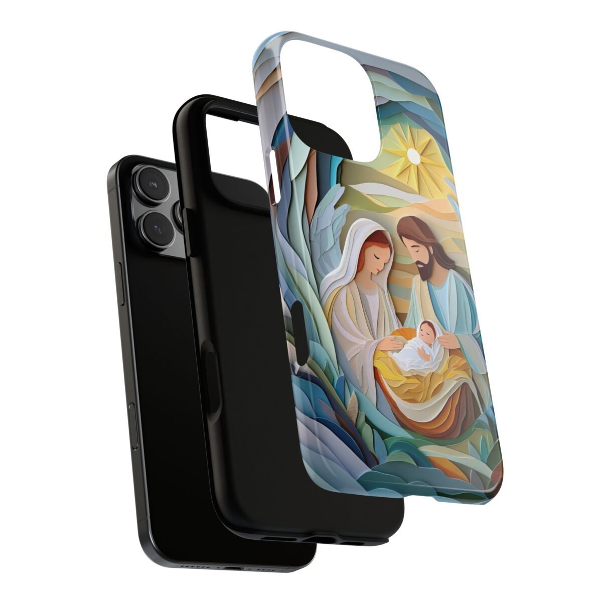 Nativity Phone Case Christian Phone Case Paper Cut 3D Effect Christmas Phone Casing iPhone Samsung Galaxy Google Pixel Faith Phone Cover