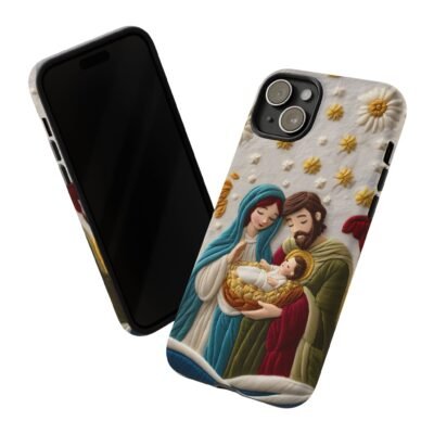 Nativity Embroidered Effect Phone Case Christmas Phone Casing iPhone Samsung Galaxy Google Pixel Phone Cover Faith Jesus Mary and Joseph
