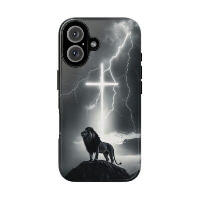 Lion and the Cross Christian Phone Case iPhone Samsung Galaxy Google Pixel Faith in Jesus God Phone Cover Christian Inspired Gift Phone Case