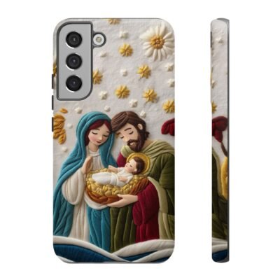 Nativity Embroidered Effect Phone Case Christmas Phone Casing iPhone Samsung Galaxy Google Pixel Phone Cover Faith Jesus Mary and Joseph