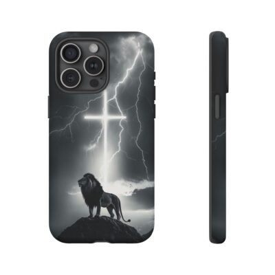 Lion and the Cross Christian Phone Case iPhone Samsung Galaxy Google Pixel Faith in Jesus God Phone Cover Christian Inspired Gift Phone Case