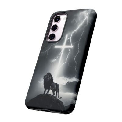 Lion and the Cross Christian Phone Case iPhone Samsung Galaxy Google Pixel Faith in Jesus God Phone Cover Christian Inspired Gift Phone Case