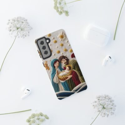 Nativity Embroidered Effect Phone Case Christmas Phone Casing iPhone Samsung Galaxy Google Pixel Phone Cover Faith Jesus Mary and Joseph