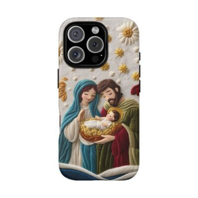 Nativity Embroidered Effect Phone Case Christmas Phone Casing iPhone Samsung Galaxy Google Pixel Phone Cover Faith Jesus Mary and Joseph