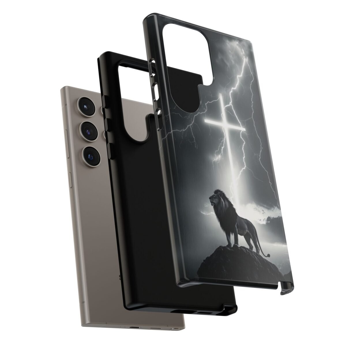 Lion and the Cross Christian Phone Case iPhone Samsung Galaxy Google Pixel Faith in Jesus God Phone Cover Christian Inspired Gift Phone Case